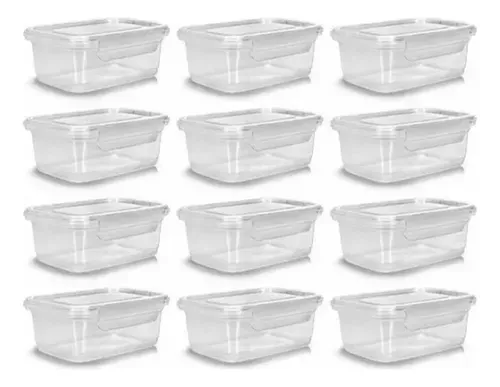 Pote Com Trava Vasilha Erca Plast Micro E Freezer 750ml Reutilizvel Cor Transparente Premium 12 Unidades